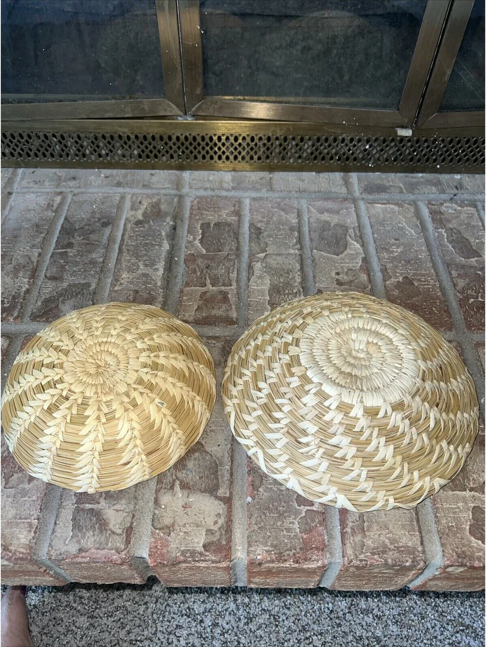 Set Of Two Shallow Stacking  Baskets. 7” And 8”